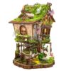 Book Nook Kit DIY Miniature House, 3D Wooden Puzzle Rowan's Tree House with Warm LED Lights, Wooden Craft Bookshelf Decor Birthday Gifts for Family Friends