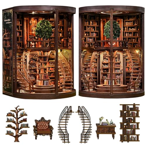 Book Nook Kit, DIY Miniature House Dollhouse Crafts Kit for Adults and Teens, Tree of Life 3D Wooden Puzzle Booknook Build Bookshelf Decor, Gifts for Family and Friends(Tree of Life)