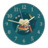 Books Wall Clock, Literary Modern Glasses Feathers None Teal Silent Wall Clock for Kitchen Dining Room Apartment Dorm Room Decor 11.6x11.6 Inches