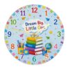 Books Wall Clock, Playful Colorful Pencils Globe Summer Blue Quiet Wall Clock for Living Room Bedroom Kitchen Decor 11.6x11.6 Inches
