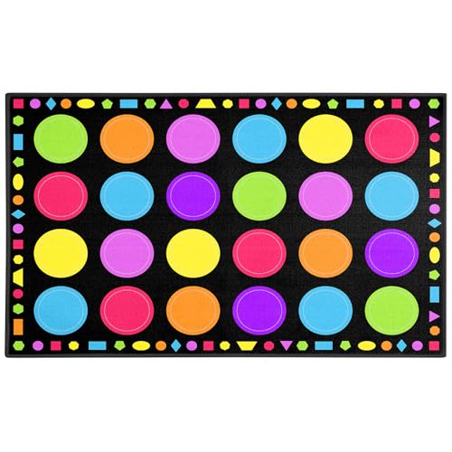 Booooom Jackson Classroom Rug - 7'6''x13'12'' Macaron Calming Circle Preschool Classroom Carpet, Non-Slip & No-Trip Edges, Vibrant Colors for Kids Playroom Floor Mat