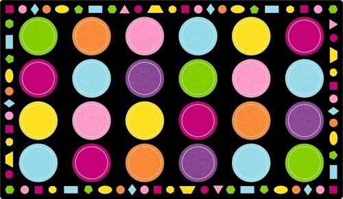 Boooooom Jackson Classroom Rug - 7'6''x13'12'' Circle Dot Seating Square Preschool Classroom Carpet, Non-Slip & Stain Resistant, 20X Easy Clean, Thick Nylon Kids Playroom Floor Mat