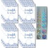 Boosaletico 120 Pieces Scratch Off Cards for Small Business Freebies Supplies, Personalized Blank Gift Cards for Holiday, Valentine, Loyalty Gifts, Date Night, Birthday, Party Supply (Blue Flower)