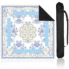 Bornerwhite Chinoiserie Mahjong Mat with Black Carrying Bag 31.5 x 31.5 Inches Multi Purpose Game Table Cover Anti Slip and Noise Reduction for Mahjong Poker Board Card Dominoes Games(Blue)
