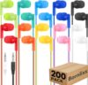 Bornlixs 200 Pack Bulk Kids Earbuds for School Classroom Students