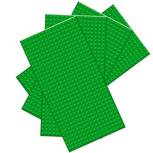 BOROLA Classic Baseplates Building Brick -10 "x 5" ,Compatible with Most Major Brand Building Bricks, Used for Substrates for Building Towers, Desktop Bases(4-Pack, Green)