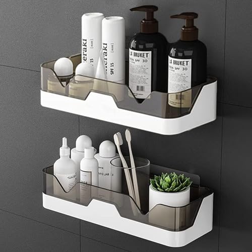 Borse Legacy Plastic Shower Caddy Adhesive 2 Pack, No Drill Wall Mounted Bathroom Organizer Shelf, Rustproof Shower Storage Rack with Strong Adhesive for Shampoo, Conditioner, Soap & Toiletries