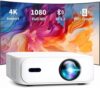 Boss Projector A5 portable Full HD 1080p projector with Android OS, WIFI & Bluetooth, 4000 Lumens Brightness, HDMI &USB, Remotr Control, Celing & Floor Mount, 12ft Display Screen
