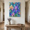 Botanical Flowers Wood Canvas Wall Art,Wall Decor for Bedroom Living Room Dining,Stained Glass Traditional Chic Pattern Canvas Prints Artwork Ready to Hang Home Decor,Housewarming Gift 18''x24''