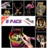 BOTEEN Scratch Rainbow Painting Art Paper Scratch & Sketch Art for Adults Scratch Painting Creative Gift Engraving Art&Craft Set Sketch Pad DIY Scratchboard with 4 Tools 11.7''x8.3''(Animal Series)