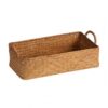 Bothyi Basket Rectangular Organizer Bin Box With Open-Top Design And Two Loop Handles For Daily Use Braided Cattail And Metal For Easy Sorting on countertops, Small