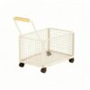 Bothyi Organizer Utility Cart with Wheels Wire Basket Storage Trolley with Wooden Handle Suitable for Teacher Supplies Office Filing Home Study Organization, White, Medium
