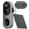 BOTSLAB 5MP Doorbell Camera Wireless with Solar Panel, Nonstop Power Video Doorbell with Head-to-Toe View, AI Motion Detection, Package Detection, VR Mode, 6400mAh Battery, Easy Installation,2.4G WiFi