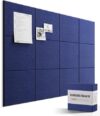 Bounmer Large Cork Bulletin Board - 48" x 36" Cork Board for Walls - 12 Pack Felt Tiles, 60 Removable Safe Adhesive Tabs & 30 Pushpins - for Office, School, Home Decor (Navy Blue)