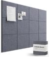 Bounmer Large Cork Bulletin Board - 48" x 36" Cork Board for Walls - 12 Pack Felt Tiles, 60 Removable Safe Adhesive Tabs & 30 Pushpins - for Office, School, Home Decor (Grey)