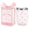 Bow Insulated Wine Tumbler Cup with Lid 12oz, Birthday Gifts for Teen Girls