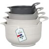 BoxedHome 4 Pack Nesting Mixing Bowl with Pour Spout and Handle, BPA free Microwave & Dishwasher Safe(Grey, 4 Pack with Handle)