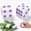 BOXOB 2pcs 25mm Colorful Floral Acrylic Mahjong Dice for Party Games