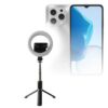 BoxWave Stand and Mount Compatible with Doogee N55 - RingLight SelfiePod, Selfie Stick Extendable Arm with Ring Light - Jet Black