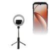BoxWave Stand and Mount Compatible with Doogee S118 - RingLight SelfiePod, Selfie Stick Extendable Arm with Ring Light - Jet Black