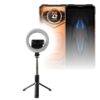 BoxWave Stand and Mount Compatible with Doogee S200 - RingLight SelfiePod, Selfie Stick Extendable Arm with Ring Light - Jet Black