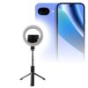 BoxWave Stand and Mount Compatible with Google Pixel 10a - RingLight SelfiePod, Selfie Stick Extendable Arm with Ring Light - Jet Black