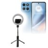 BoxWave Stand and Mount Compatible with Motorola Moto G17 Power - RingLight SelfiePod, Selfie Stick Extendable Arm with Ring Light - Jet Black