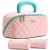 BOYATU Travel Makeup Bag for Women: 3-in-1 Cute Quilted Cosmetic Organizer