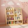 Boys and Girls Bookshelf and Toy Organizer, MDF Bookcase with Reading Shelf