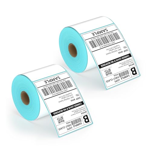 BPXX Shipping Label Printer Paper - Thermal Labels for 4x6 Shipping Label Printer, Thermal Labels Print Clearly, Strong Adhesive, Easy to Peel Backing Paper, 500 Labels/Roll, 2 Roll
