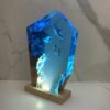 BQZKTVED Wood Base Epoxy Resin Lamp with Diver, USB Warm LED Night Light