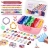 Bracelet Making Kit for Girls 6-12: 24 Colors Rubber Band Friendship Bracelet Kit, Elastic Loom Bands Jewelry DIY Toys, 1400+ Arts and Crafts for Kids Boys Beginners Birthday Christmas Party Gifts