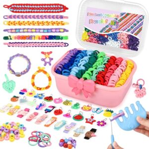 Bracelet Making Kit for Girls 6-12: 24 Colors Rubber Band Friendship Bracelet Kit, Elastic Loom Bands Jewelry DIY Toys, 1400+ Arts and Crafts for Kids Boys Beginners Birthday Christmas Party Gifts