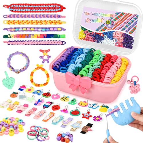 Bracelet Making Kit for Girls 6-12: 24 Colors Rubber Band Friendship Bracelet Kit, Elastic Loom Bands Jewelry DIY Toys, 1400+ Arts and Crafts for Kids Boys Beginners Birthday Christmas Party Gifts