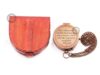 Brass Antique Leather Box 2 Inch Sundial Compass for Outdoor (VBSD)