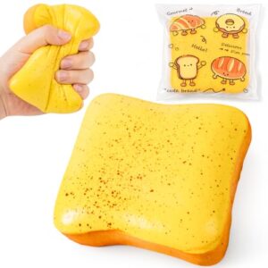 Bread Butter Squishy Slow Rising Squeeze Toys,Sensory Fidget Stress Relief Squishies,Soft Realistic Fidget Toys Anxiety Relief Party Favors Butter Squishy Bread for Kids＆Adult（Yellow）