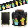 Breling 65 ft Cactus Bulletin Board Classroom Decoration Border Scalloped Rolled Border Trim Black Board for Classroom School Office Wall Desk Chalkboard Decoration
