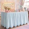 Breling Teacher Desk Skirts 9 ft Gingham Table Skirt Blue Scalloped Ruffled Table Skirt Back to School Supplies for Classroom Teacher Office Desk Decor