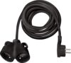 Brennenstuhl Extension Cable 3 m with Flat Plug and Double Socket (Indoor Use) 1161821213 Black