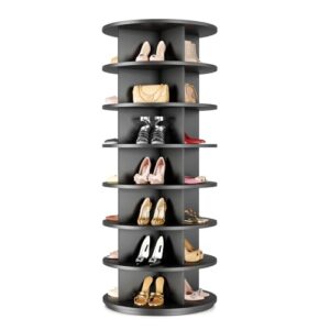 BrFoYu Rotating Shoe Rack 7 Tier Spinning Shoes Organizer Tower for 28-32 Pairs Lazy Susan 360 Revolving Shoe Storage Cabinet Rotate Shoe Handbag Rack Round Carousel for Closet, Bedroom (Black)