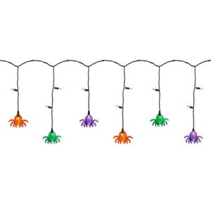 brianvikey Spider String Lights, 7FT Halloween Decor Lights with 10 Colorful Spiders & 25 Mini Purple LED Lights, Hanging Fairy Lights for House Window, Porch, Bar, Spooky Party Decor