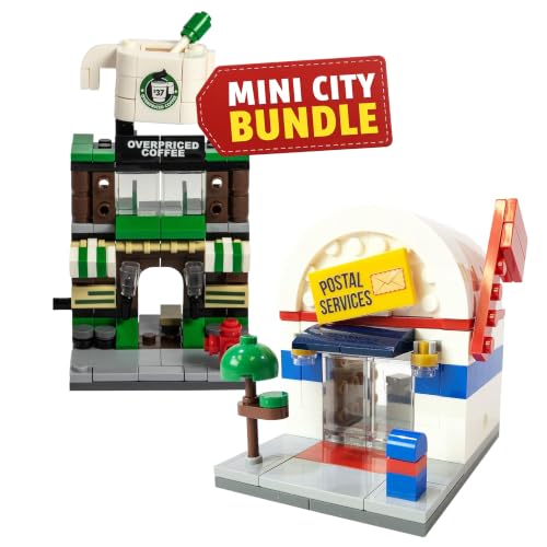 Brick Loot City Coffee Shop and Post Office Building Set Cafe and Postal Service Model Kits with Barista Minifigure Mailbox Packages Accessories Building Blocks Gift for Kids Ages 6 Plus (304 pcs)