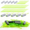 Bricks Launcher with Projectiles Accessories - Action Play Pieces and Parts Builidng Block Bulk Kit, STEM Weapons, Compatible with Major Brands (5pcs Launcher Grey+50 Projectiles Transparent Green)