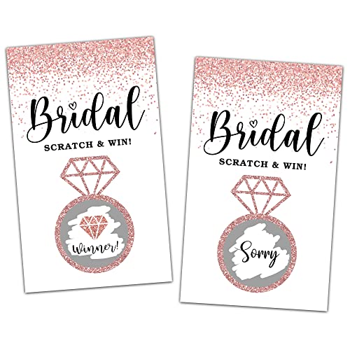 Bridal Shower Scratch off Game Cards, Pink & Gold Bridal Raffle Lottery Tickets, Scratch off Party Game for Wedding, Engagement/Bachelorette Party Favors Supplies Decorations (50 Pack)-02