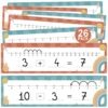BRIGHTENKIDZ 26 Pack Number Line Dry Erase Boards Cards, Boho Groovy Theme