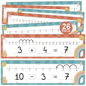 BRIGHTENKIDZ 26 Pack Number Line Dry Erase Boards Cards, Boho Groovy Theme