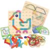 Brightora 2-in-1 Wooden Geoboard Pattern Puzzle for Kids Ages 3+ | Montessori STEM Fine Motor Learning Toy with Pattern Cards, Rubber Bands & Wooden Pieces