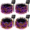 Brightown 4 Pack Halloween Solar String Lights Outdoor, Total 288Ft 800 LED Twinkle Fairy Lights Waterproof with 8 Modes Auto On/Off for Patio Tree Garden Party Home Decorations (Orange&Purple)