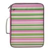 Bright Pink and Green Stripes Accordion File Organizer File Folder Expanding 3 Ring Zipper Binder