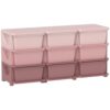 Brilluxa Kids Drawer Organizer, 29.5-Inch 3-Tier Storage Dresser Tower with 9 Fabric Drawers, Chest of Drawers for Kids Bedroom, Playroom or Nursery, Pink
